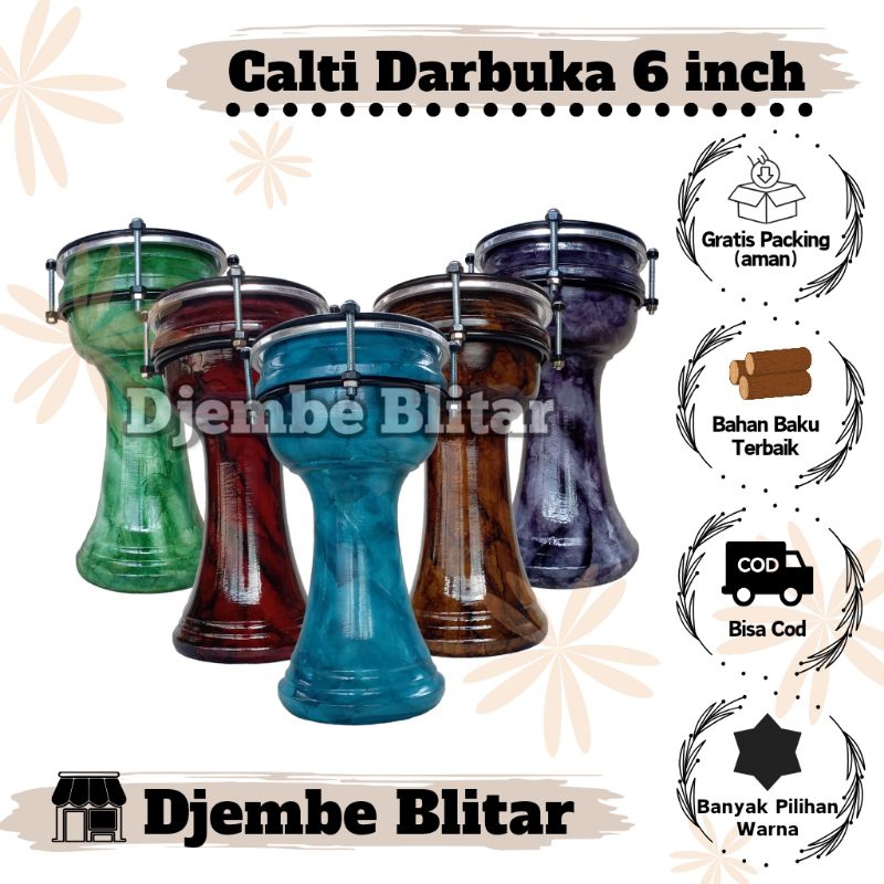 Calti Darbuka Termurah 6 inch Dumbuk Mika Kendang Anak Mainan Anak Kayu Alat Musik Tradisional Jimbe