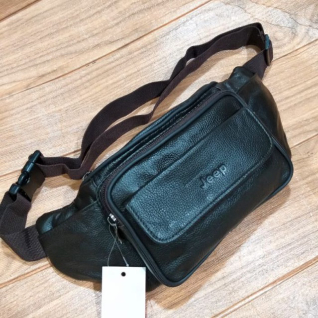 Tas waistbag kulit tas pinggang kulit sapi asli tas jeep selempang kulit pria