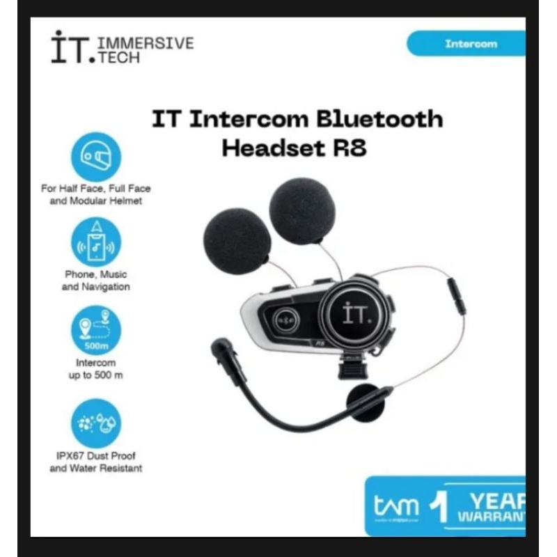 Intercom IT R8 Garansi Resmi | Bluetooth Helm