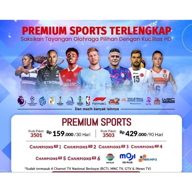 DAPATKAN Paket Premium Sports Nex Parabola Paket 351 Nex Parabola 3 Hari PROMO