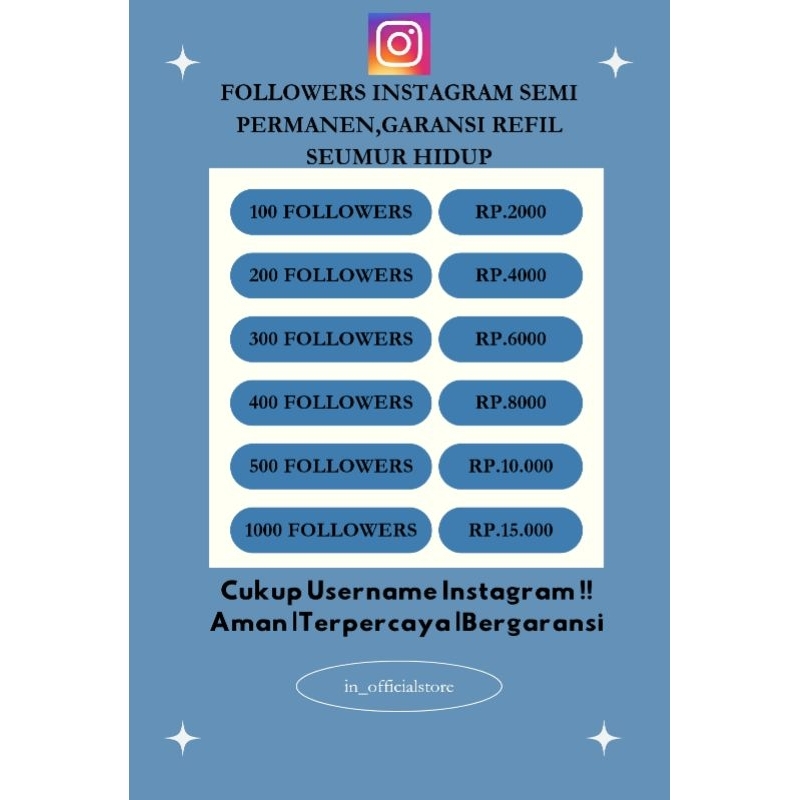 FOLLOWERS INSTRAGRAM semi permanen murah dan bergaransi seumur hidup