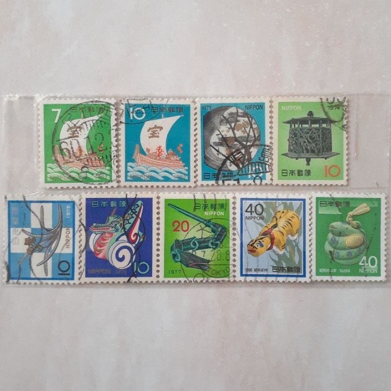 

Perangko Jepang New Year's Greetings Tahun 1972-1989 set 9pcs