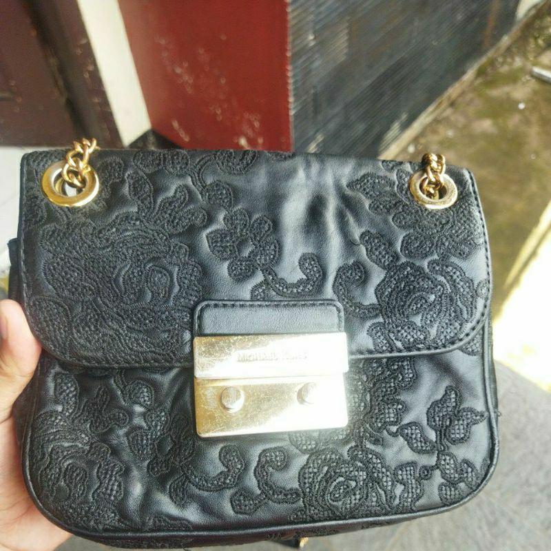 Tas MK Sloan Lace Black Floral preloved