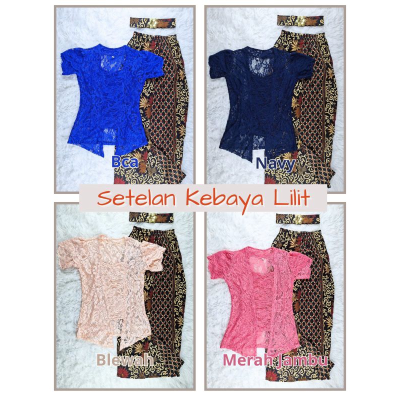 Setelan Kebaya Bali Lengan Pendek Model Lilit Terlaris Termurah Modern Warna Bca Navy Blewah Merah J