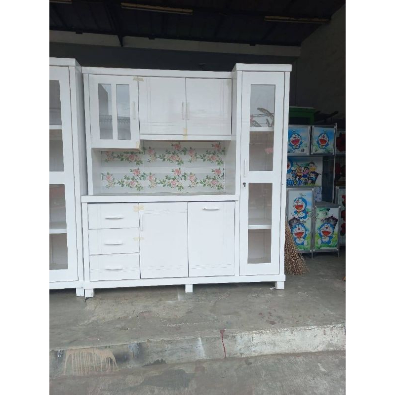 Lemari Dapur 4 Pintu Rak Piring / Rak Sayur Tipe  Full Gendong (Bekasi)