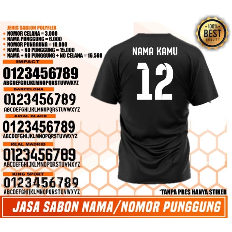 Jasa sablon nama nomor polyflex premium