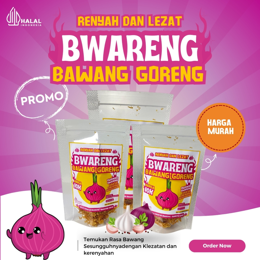 

BWARENG/ BAWANG GORENG PAHLAWAN/ BAWANG MERAH GORENG GURIH/ RENYAH ORIGINAL TIDAK CAMPURAN 25 GRAM|BAWANG MURAH