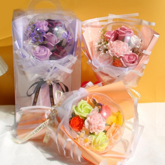 Buket Bunga Box Balon Valentine,  Bouquet Korea flower soap, kado valentine,  pasangan, wisuda, anni
