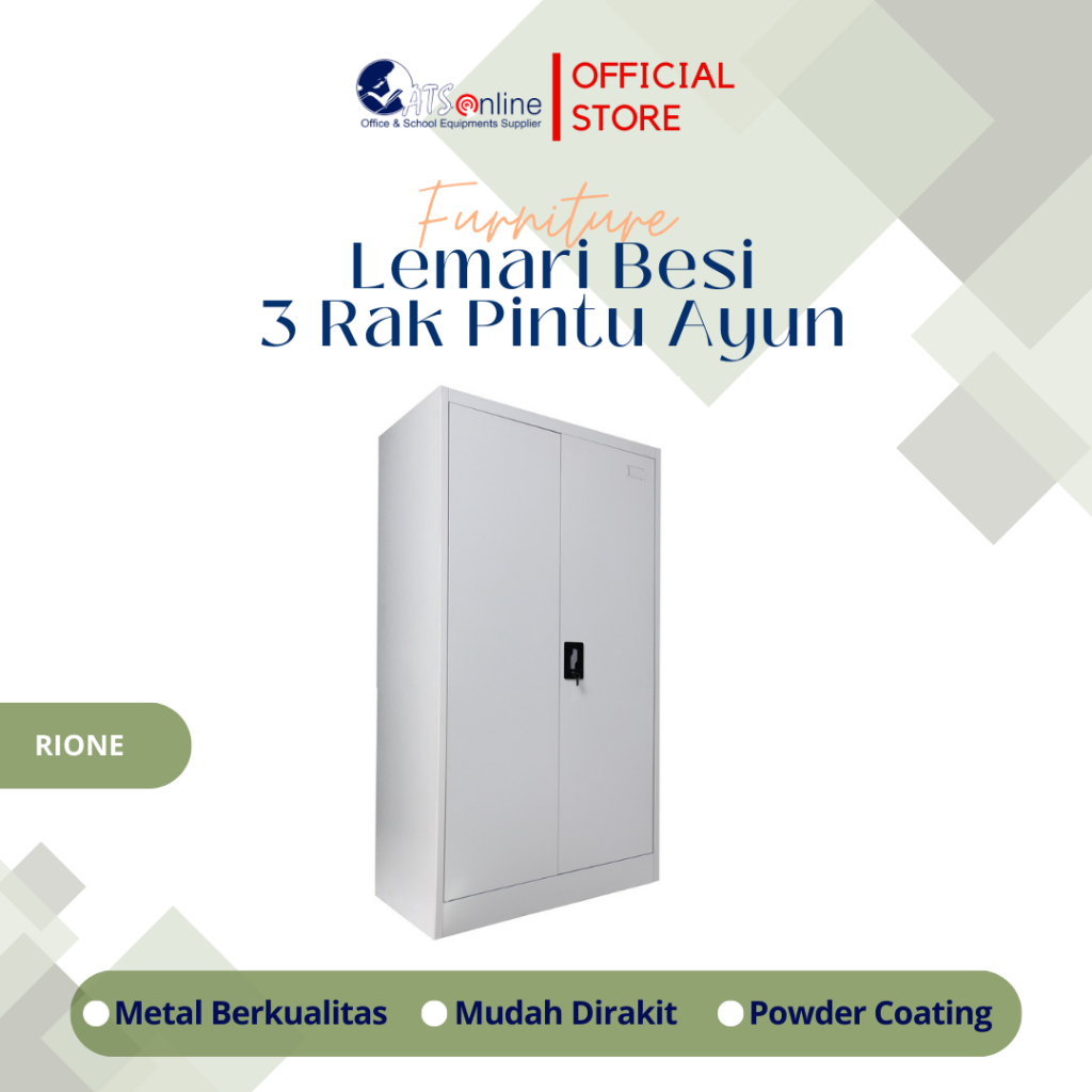 RIONE Lemari Arsip Besi 3 Rak Pintu Ayun AD022