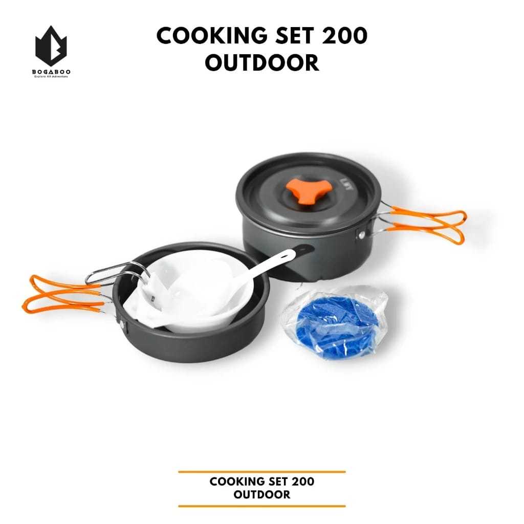 Alat Masak Camping Panci Masak Cooking Set 200 - Nesting Camping Kemah Outdoor Gunung