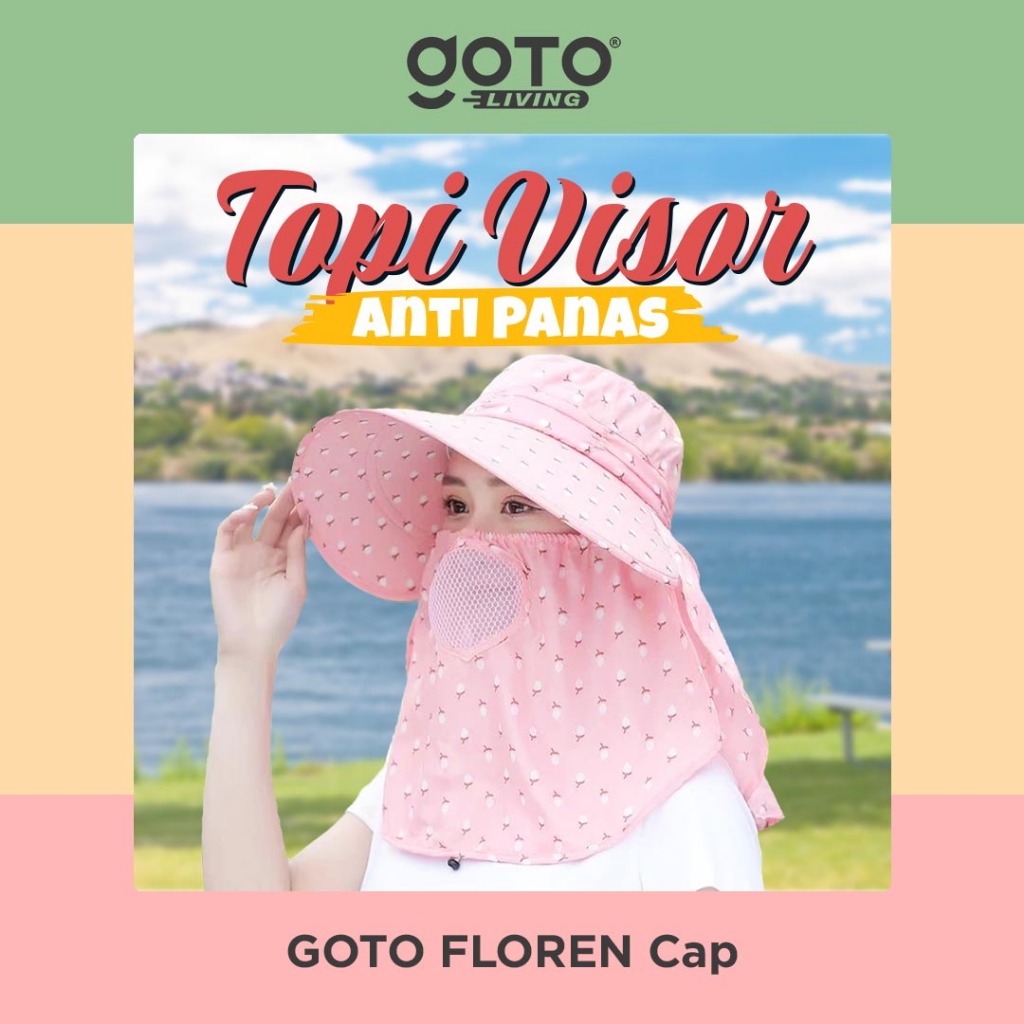 Goto Floren Cap Topi Pantai Visor Wanita 2 In 1 Anti Panas Debu