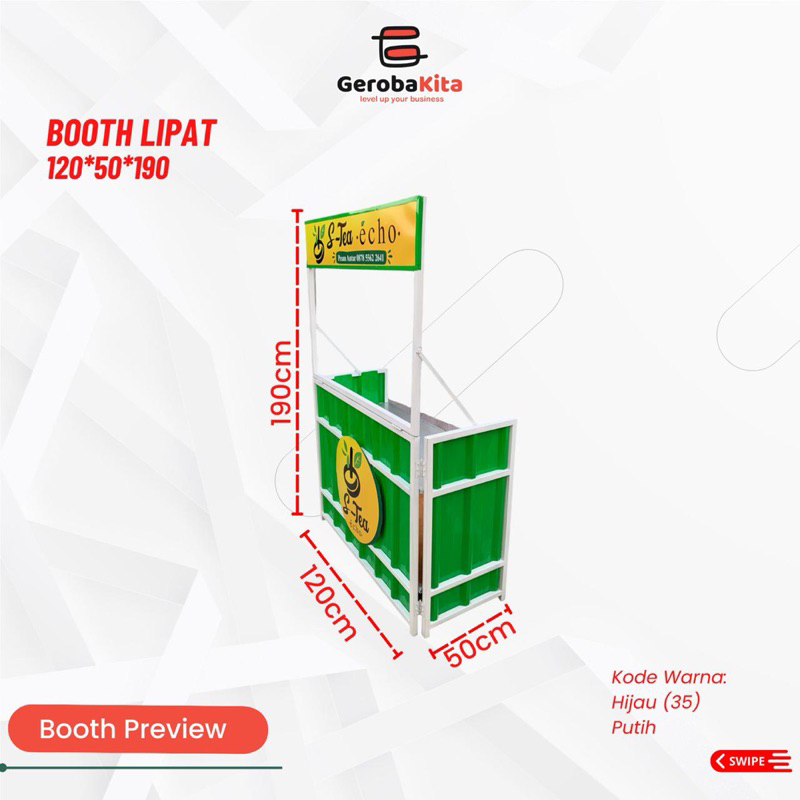 Booth Lipat 120x50x190 Branding Atas