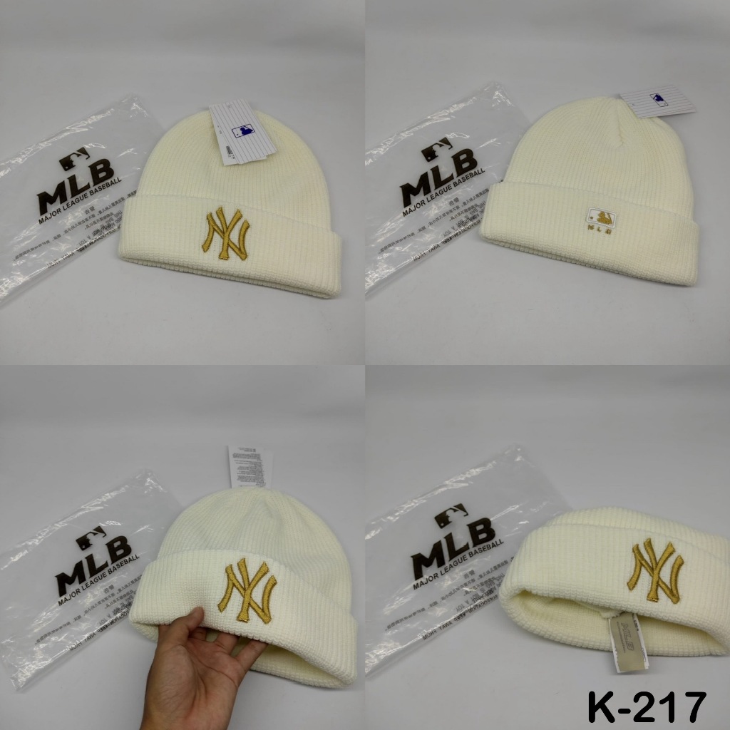 K-217 Topi Kupluk NY MLB White Logo Gold