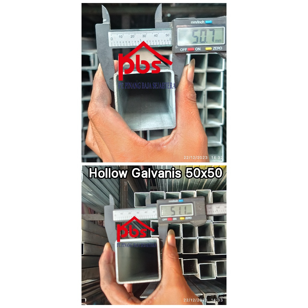 BESI HOLLOW GALVANIS 5CM X 5 CM (50X50) X 6 METER, TEBAL 1.2MM 1.4 MM 1.7 MM 2 MM / HOLO KOTAK