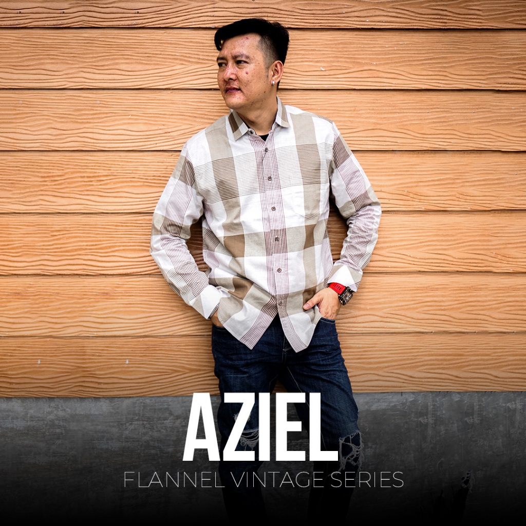 RGB Kemeja Pria Kotak Lengan Panjang Vintage Aziel RHMJ1110324