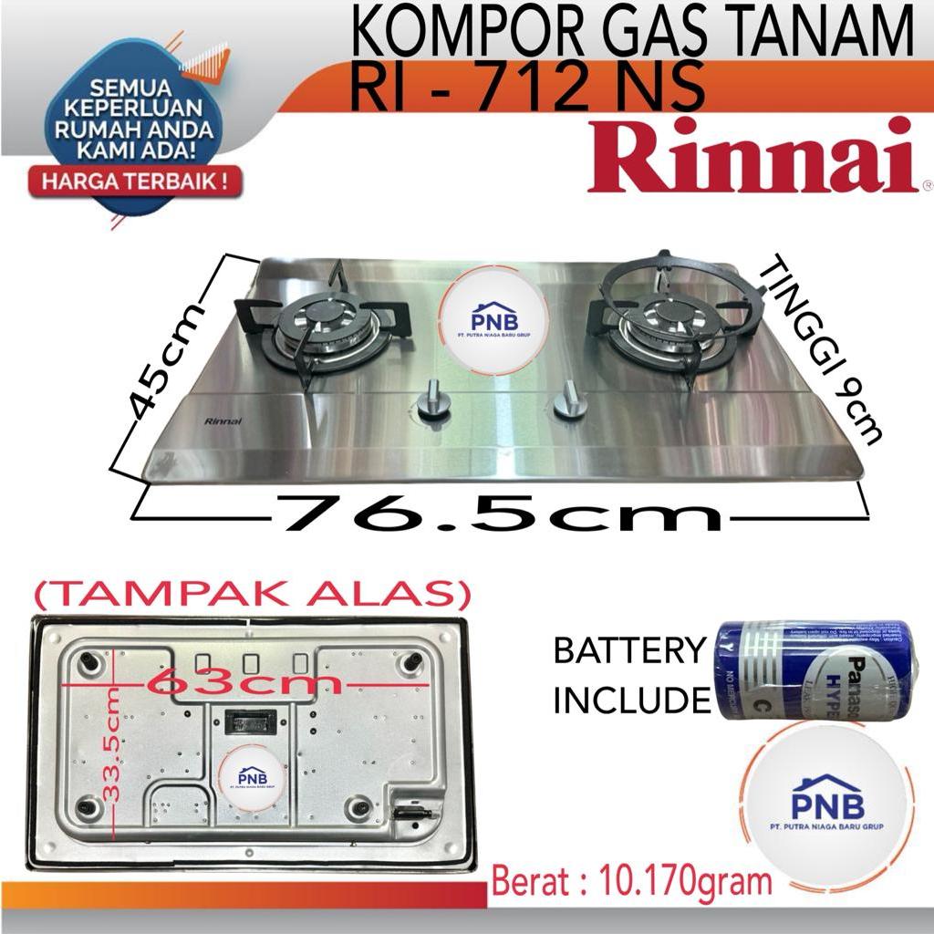 Rinnai Kompor Gas Tanam Rinai 2 Tungku Stainless RB 712 NS RB712 NS