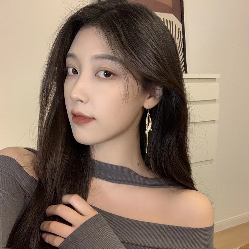 best seller anting hijab panjang wanita korea model juntai warna gold emas giwang jilbab hook