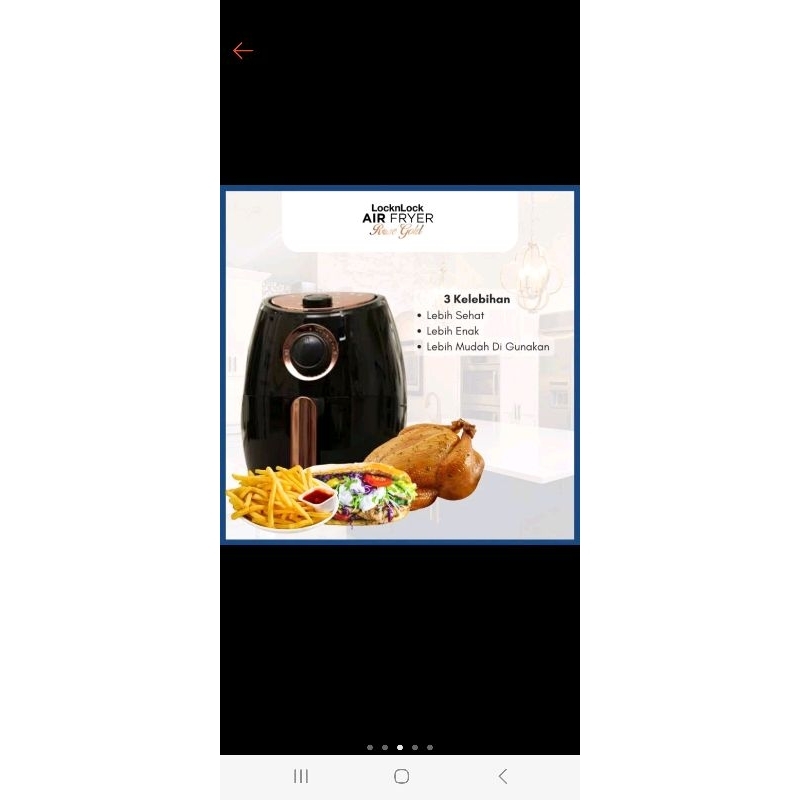 LocknLock Air Fryer Penggorengan Tanpa Minyak 2L EJF126BMNC Rose Gold (Preloved)