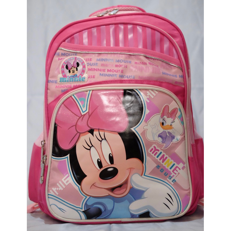 Tas Sekolah Disney Minnie Mouse Pink Raincover - Disney Minnie Mouse School Bag with Raincover