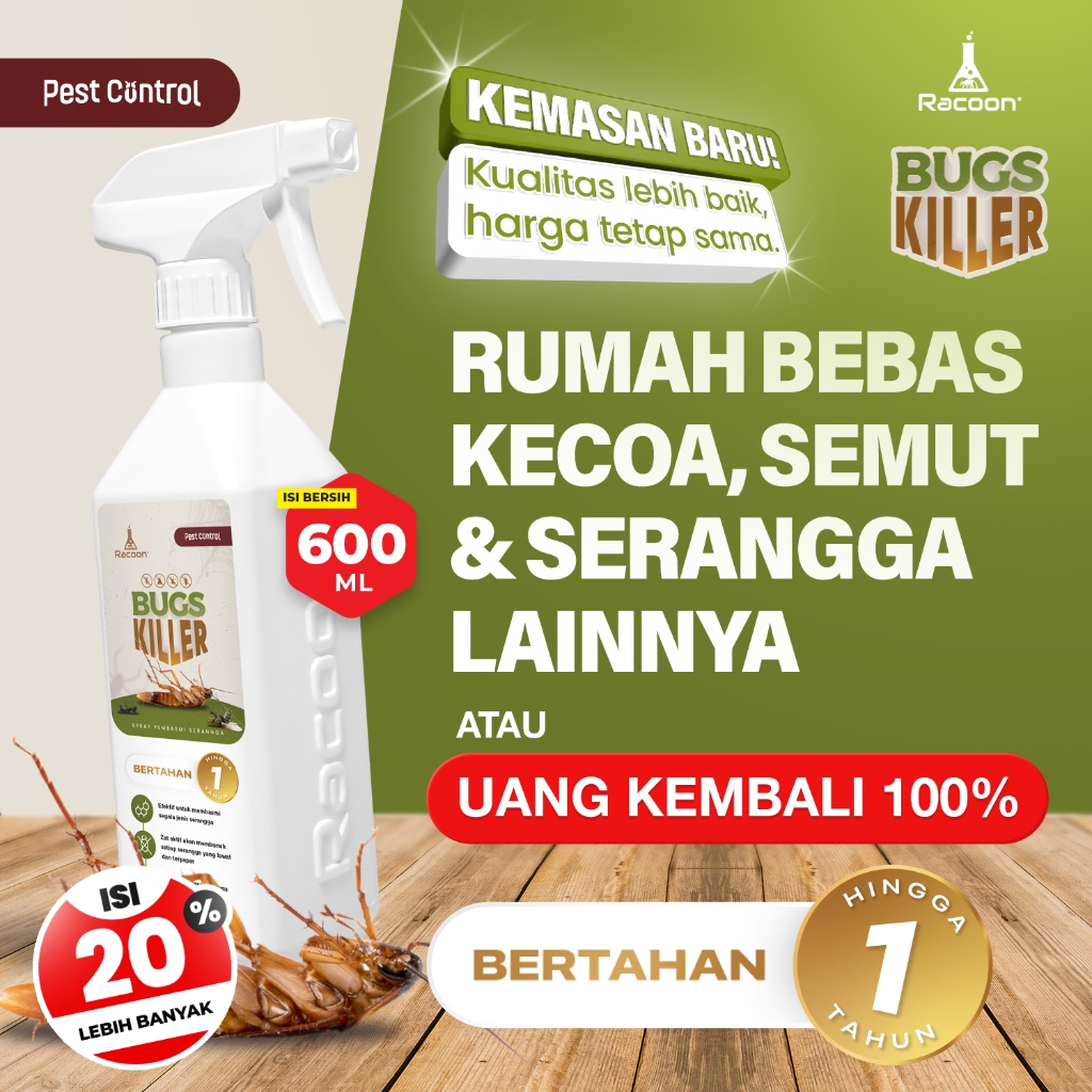 RACOON Bugs Killer Spray Anti Serangga Semut Kecoa 600ML / Garansi 100% Uang Kembali