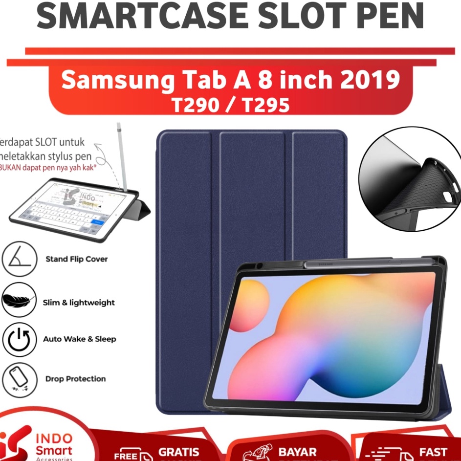 Case Samsung Tab A8 219  Samsung Tab A 8 219  T295 T29 SmartCase Slot Pen Flip Book Cover Casing Tablet s Produk Premium