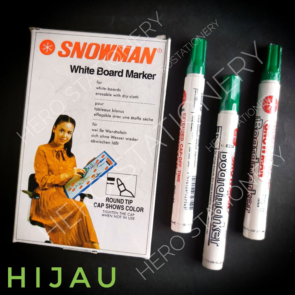 

Snowman spidol whiteboard marker tinta hijau green BG-12