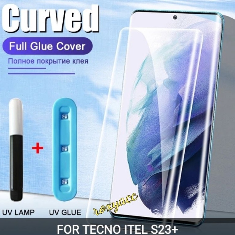 kf TECNO ITEL S23 PLUS  ITEL S23 TEMPERED GLASS KACA CURVE FULL COVER NANO glass Terlaris