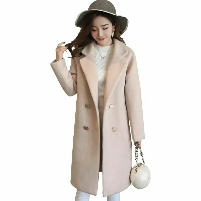 Coat wanita Kinan mantel wol jaket wool winter import korean style jacket cewek hangat