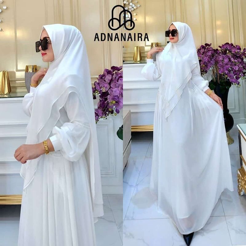 syar'i outfit-outfit busana muslim-naira gamis set hijab-baju muslim elegan dan mewah-gamis syar'i w
