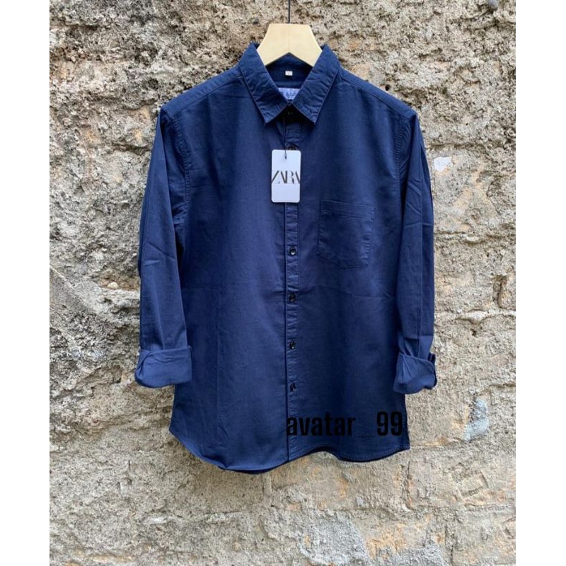 Kemeja polos kerah Zara Man pria kemeja polos Zara Man model slimfit kemeja polos Zara Man pria baha