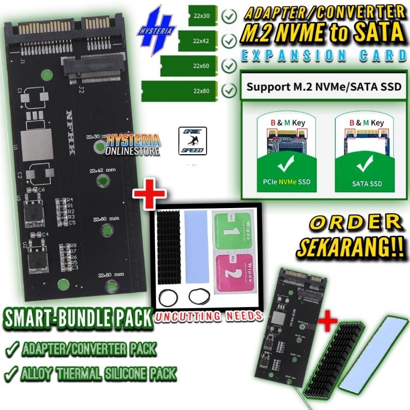 Converter Adapter SSD SATA to NVME premium +Thermal pad