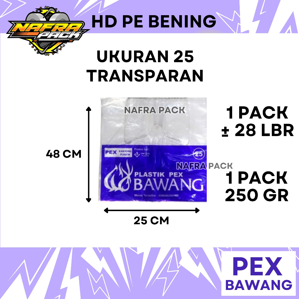 Kantong Plastik Kresek PE PEX Bawang Bening Transparan Ukuran 25