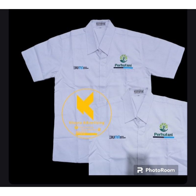 kemeja BUMN perhutani Seragam BUMN perhutani baju BUMN perhutani putih lengan pendek