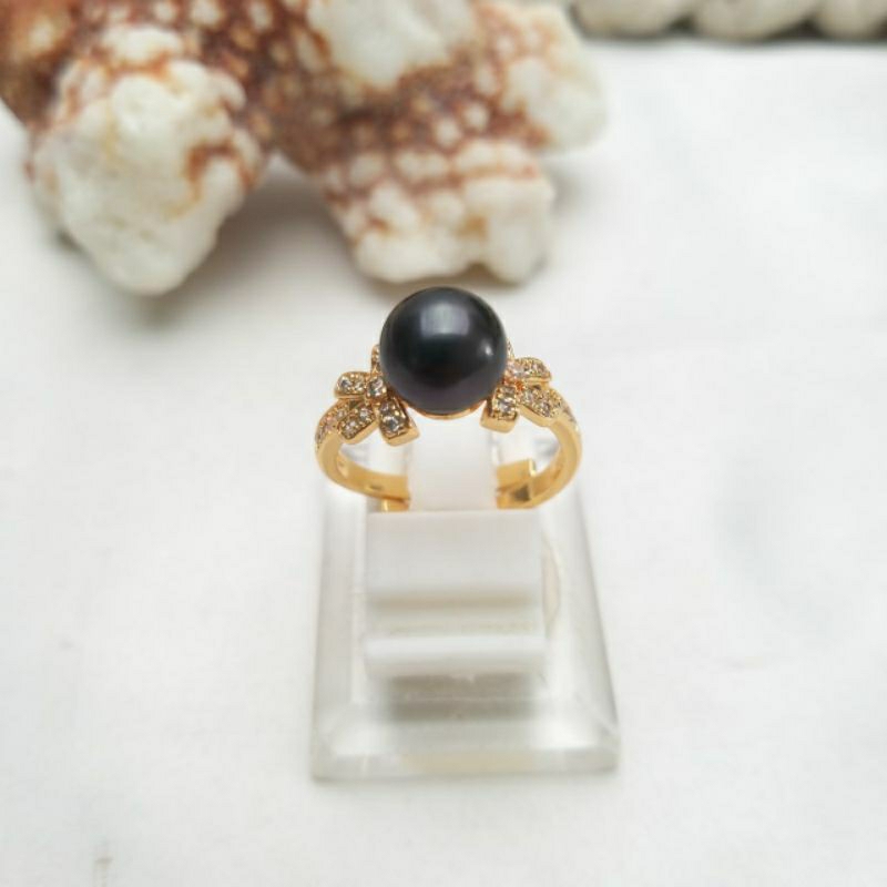 CINCIN MUTIARA LOMBOK AIR LAUT GRADE C HITAM TAHITIAN