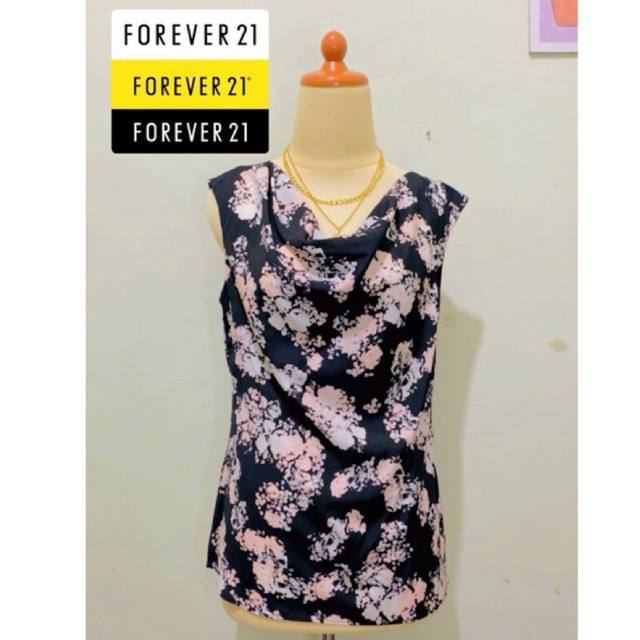 Atasan inner tops formal casual brand forever21 model kutung Motif bunga floral flower tropis bahan 