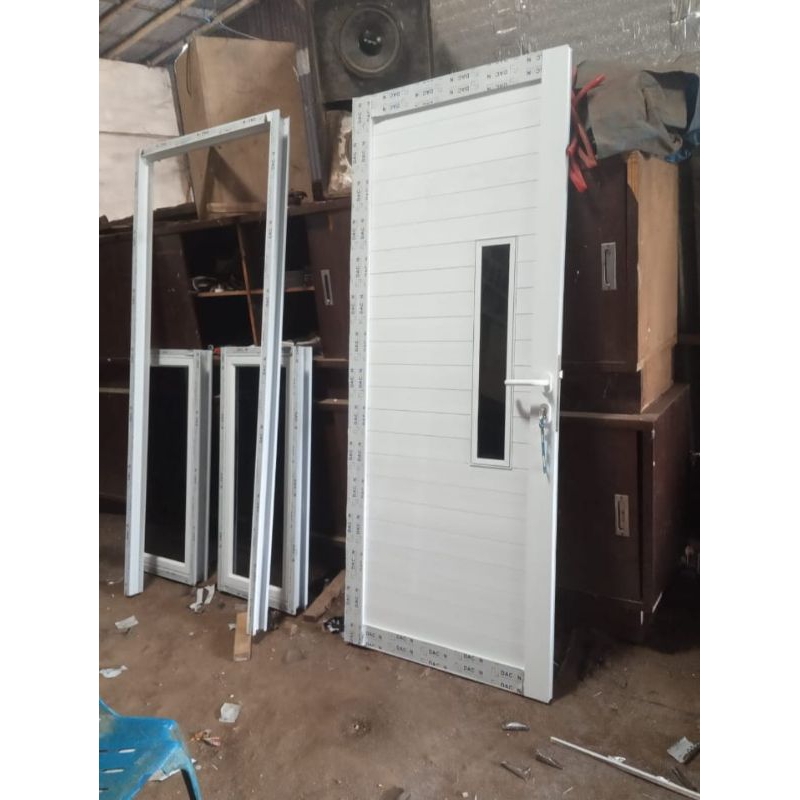 PINTU ALUMINIUM+KUSEN SATU SET UKURAN 200X80 FREE PACKING KAYU