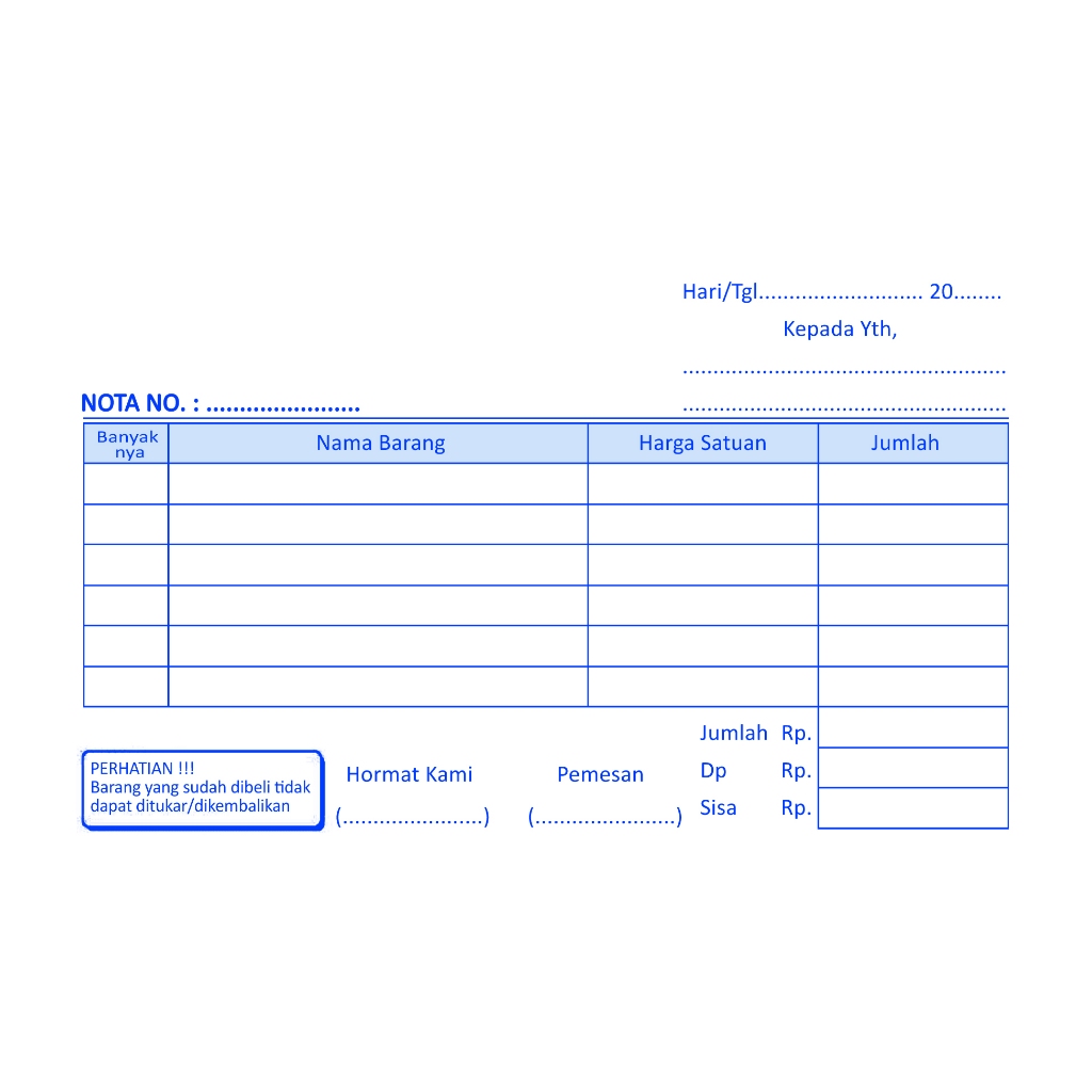 

Nota Kontan 2 Ply 1/4 Folio Siap Kirim