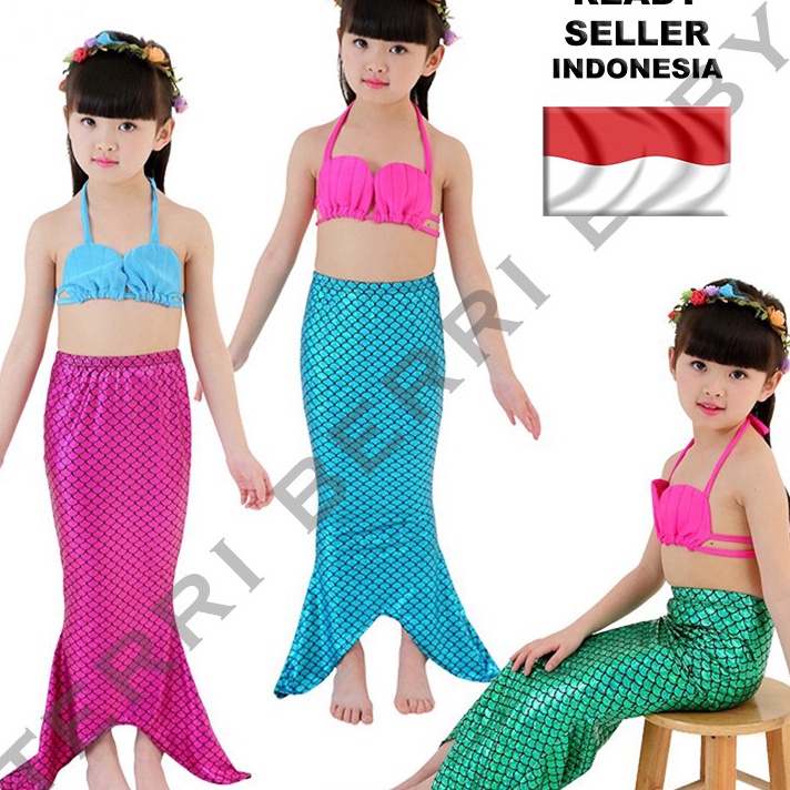 READY STOK Kostum baju putri duyung mermaid mermit mermed monofin baju duyung shell monofin swim sui