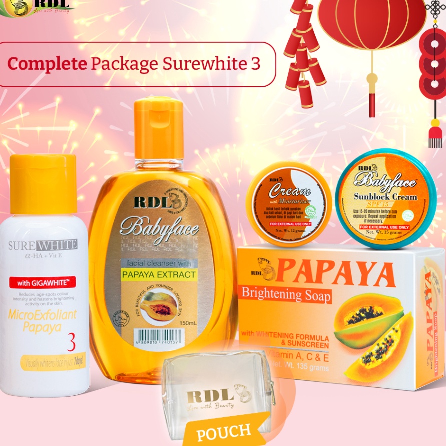 Ready Stok RDL Paket Complete SureWhite 3  Skincare Pagi Malam Perawatan Wajah Kusam AgeSpots Facial