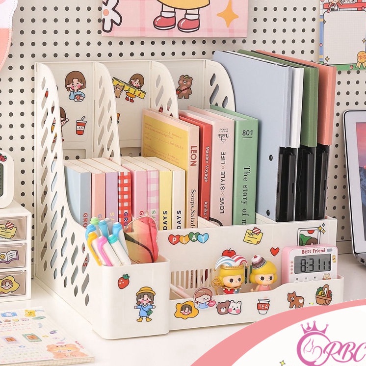 

Terbaru COD RBC Rak Buku Rak Penyimpanan desktop organizer file organizer Box File Rak pena Organizer File Buku Bahan Plastik Tebal Untuk Meja Kantor