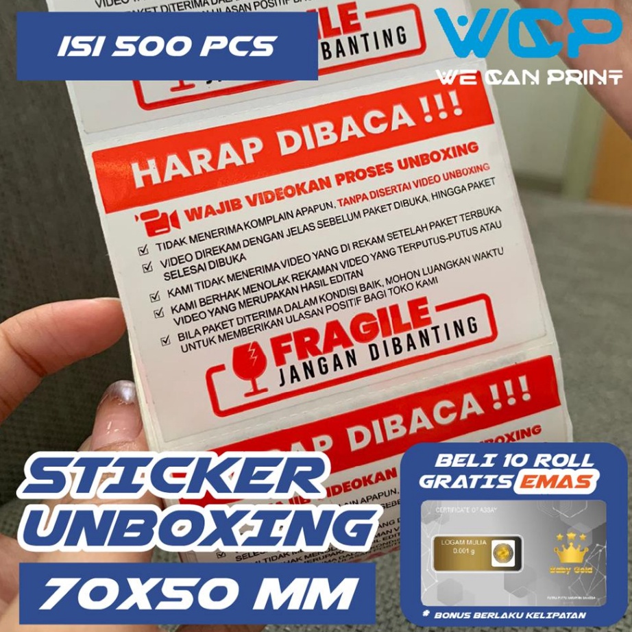 

5 PCS Label Sticker FRAGILE Wajib Video Unboxing Stiker Jangan Dibanting Online Shop