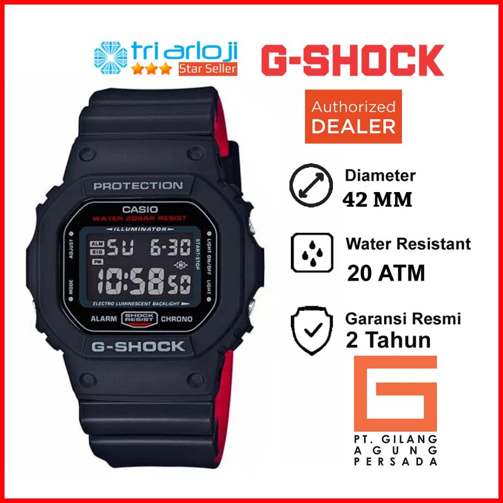 Casio G-Shock DW-5600HR-1DR Jam Tangan Pria Digital Hitam GShock DW5600HR DW-5600HR-1