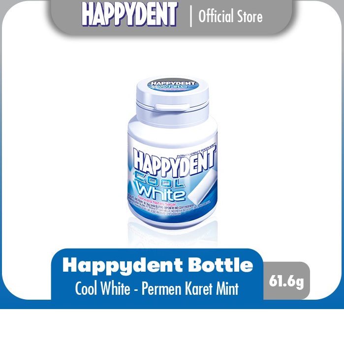 

SUPER DISKON Happydent Cool White Bottle 616g Permen Karet Rasa Mint