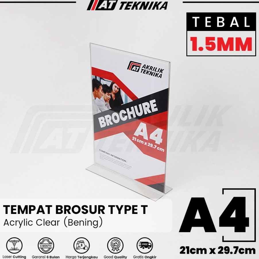 

ORIGINAL Tempat Brosur Akrilik Tent Card Holder Qris Barcode Nomor Menu Meja Portrait T Ukuran A4 15mm