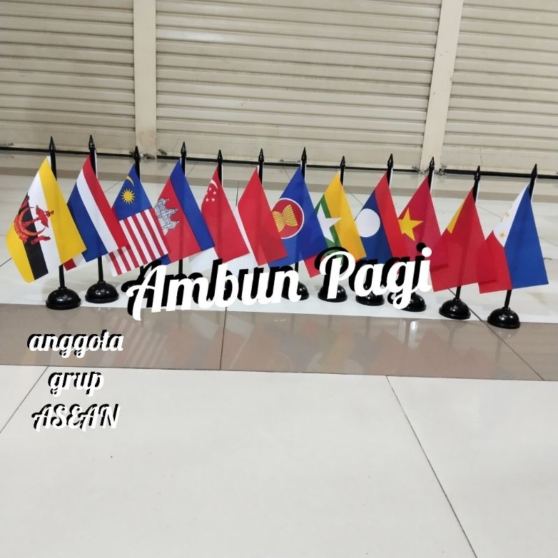 

best seller tiang kayu meja+bendera anggota grup ASEAN ready stock