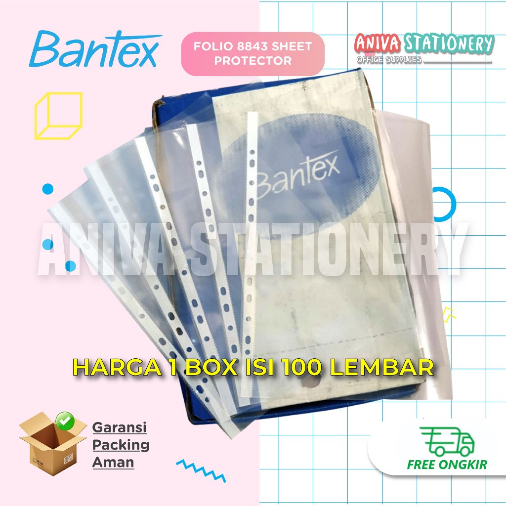 

BANTEX SHEET PROTECTOR 8843 PP POCKET ISI 100 LEMBAR UKURAN F4 FOLIO