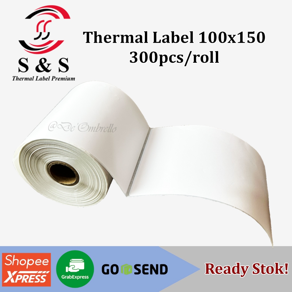 

[300pcs] Thermal Label Stiker 100 x 150 x 300 pcs/roll Ukuran A6 Premium Quality