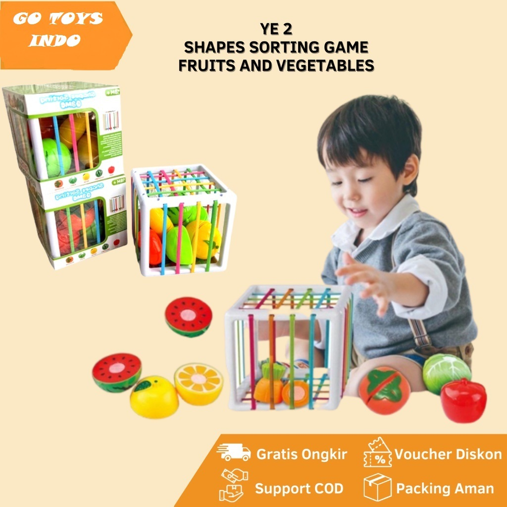 Mainan Edukasi Shape Sorting Kotak Buah dan Sayur Kotak YE2