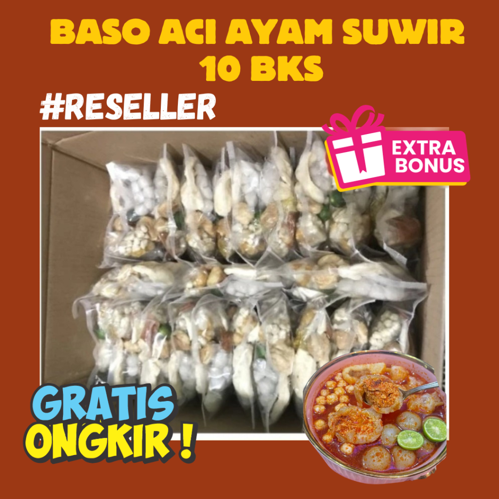

Promo Baso Aci Ayam suwir variant Termurah paket 10 bungkus