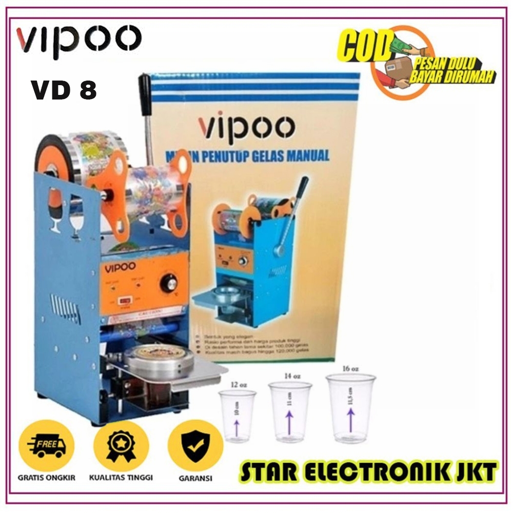 Mesin Cup Sealer Vipoo VD 8 Press Gelas Plastik Minuman
